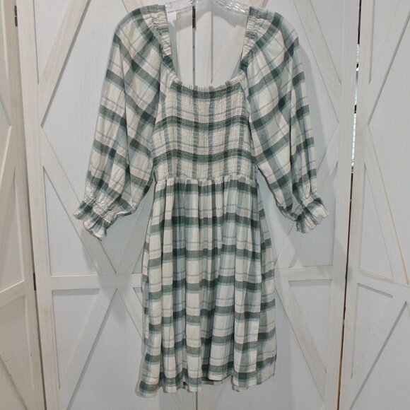 Madewell Lucie Elbow-Sleeve Smocked Mini Dress in Lebaum Plaid - Picture 4 of 8
